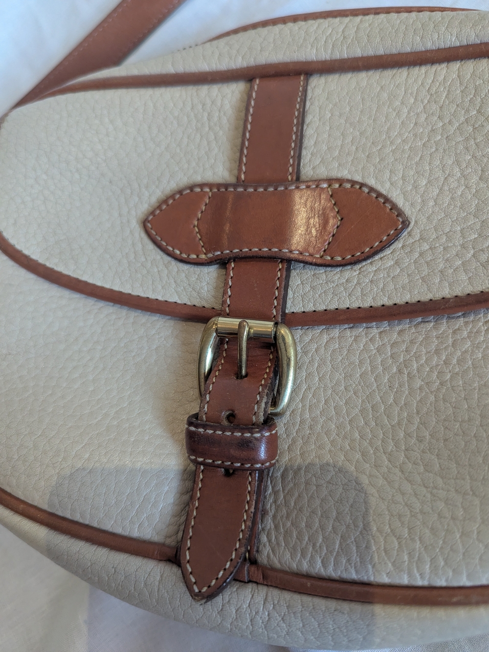 Vintage Dooney & Bourke Leather Cream Tan Crossbody Bag USA - Picture 6 of 12